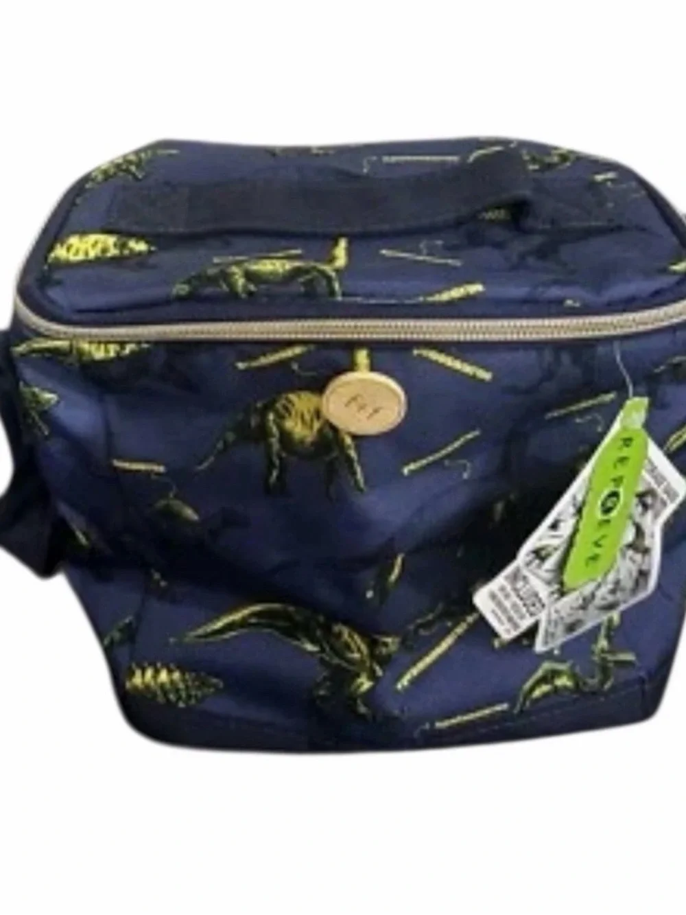Fit & Fresh Navy Dinosaur Linch Tote 10x10 reusable sandwich bags